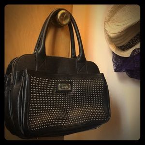 ⚡️Nine West Black Leather Studded Satchel⚡️